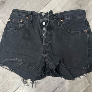 Levi's Black Distressed Jean Shorts